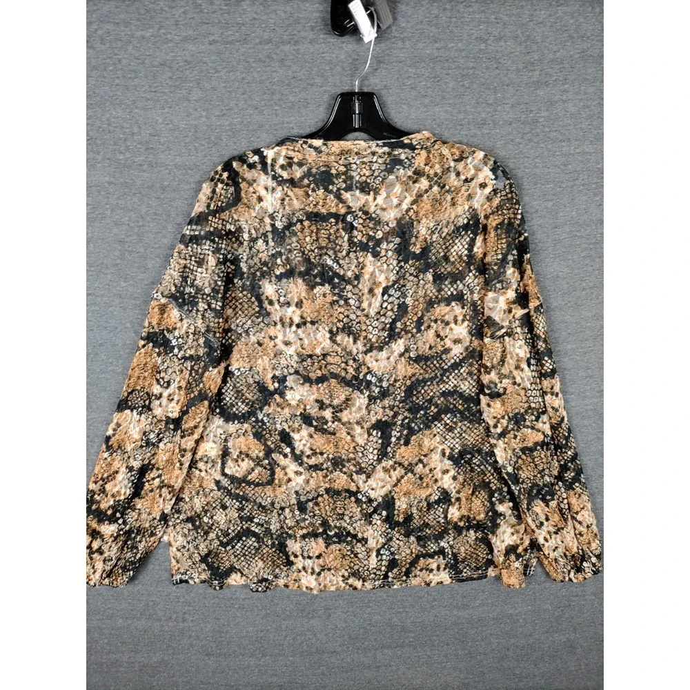 Free People Shirt‎ Womens Small Brown Black Snake Animal Print Sheer Boho